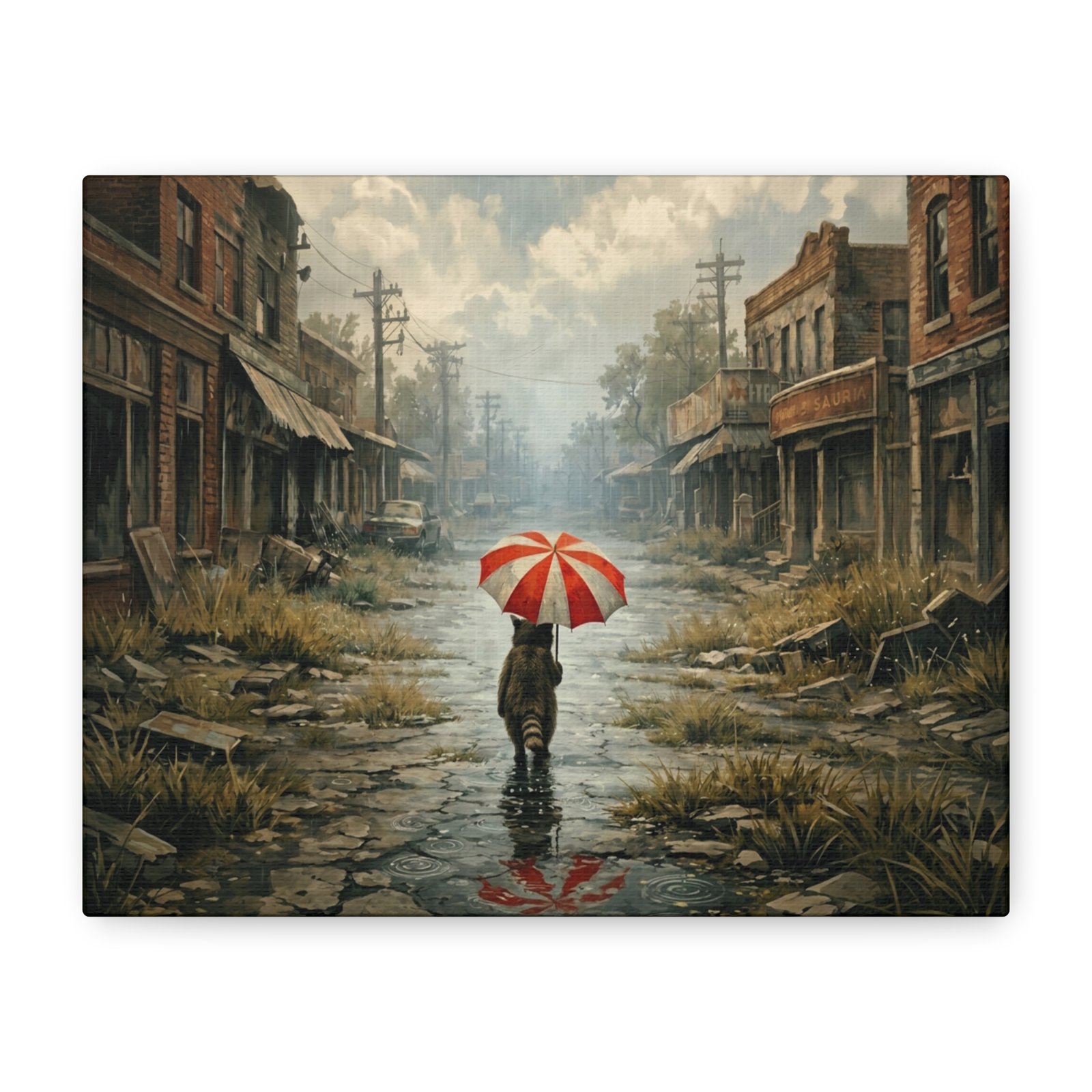 Raccoon City Wall Art, Apocalyptic Canvas Print, Moody Street Scene, Gaming Art, Resident Evil Fan Art