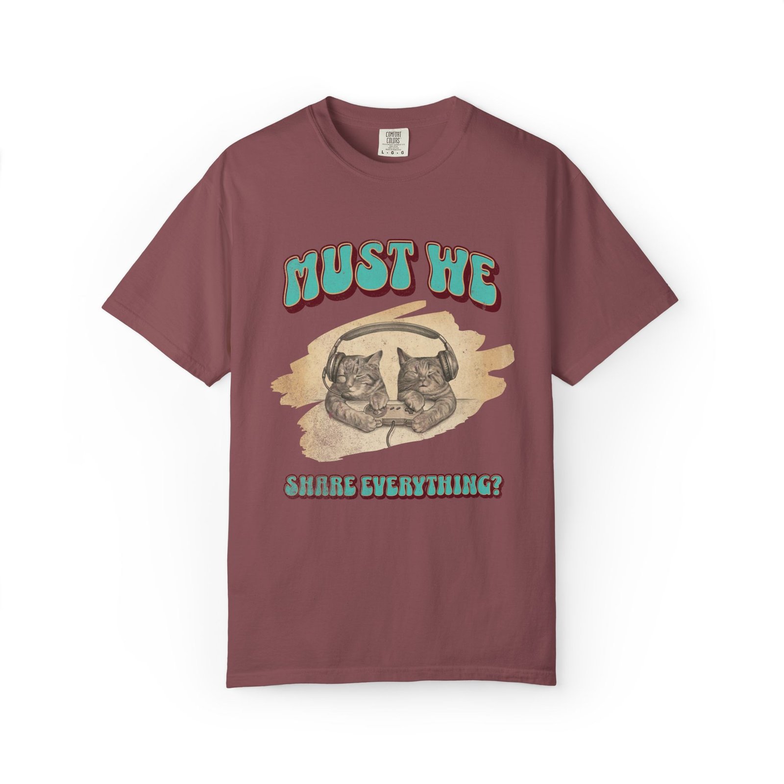 Must We Share Everything Gamer Cats T-Shirt | Funny Gaming Shirt for Women | Cute Cat Graphic Tee | Retro Gamer Gift | Gaming Apparel