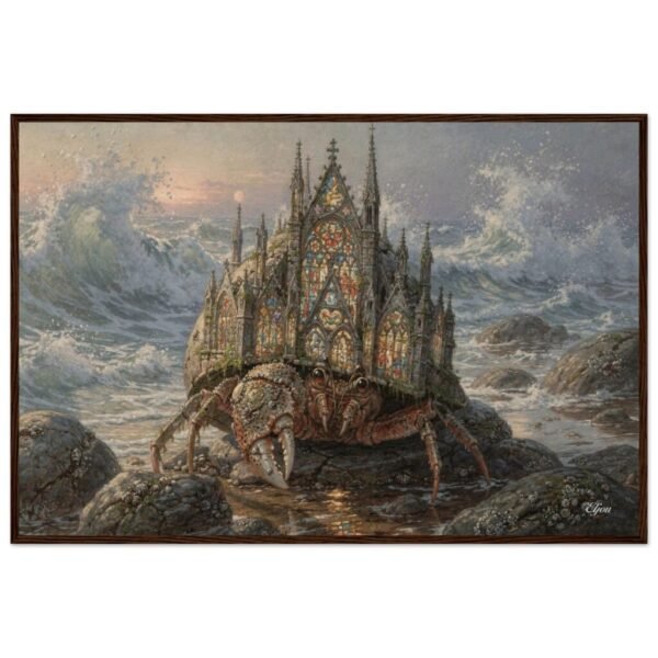 Crab Cathedral Art Print, Surreal Victorian Architecture Decor, Intricate Crustacean Illustration, 19th Century Etching Style, Framed