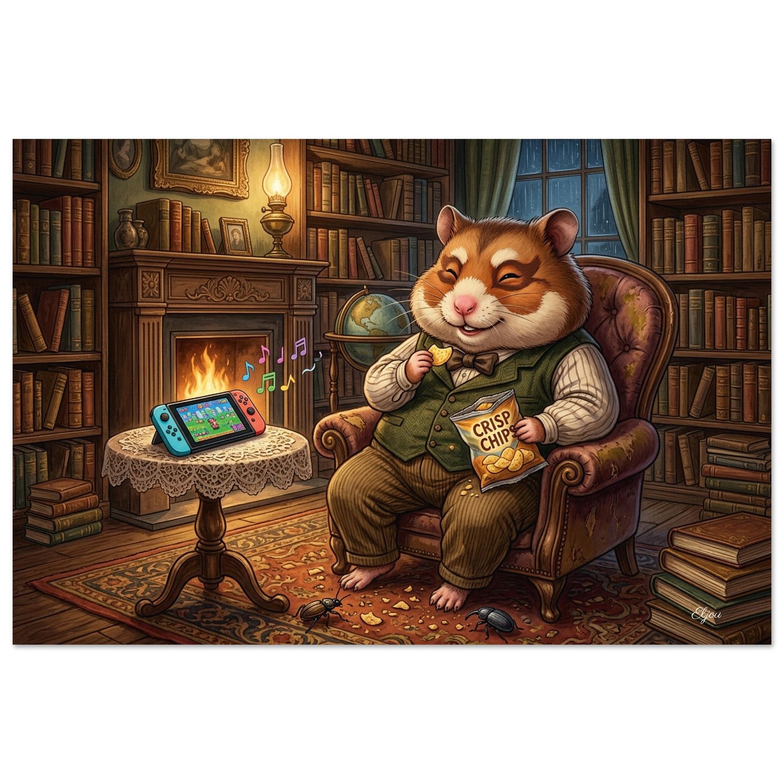 The Duke of Russet — Whimsical Gaming Hamster Fine Art Poster