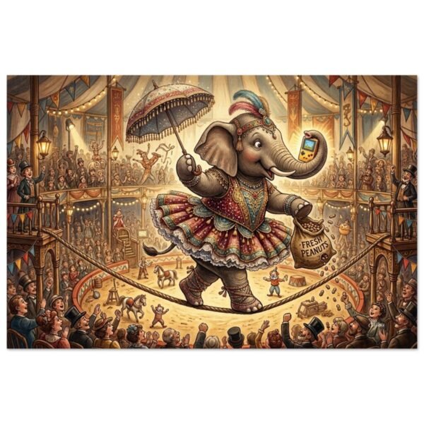 Princess Adelaide on the High Wire — Whimsical Elephant Art Print